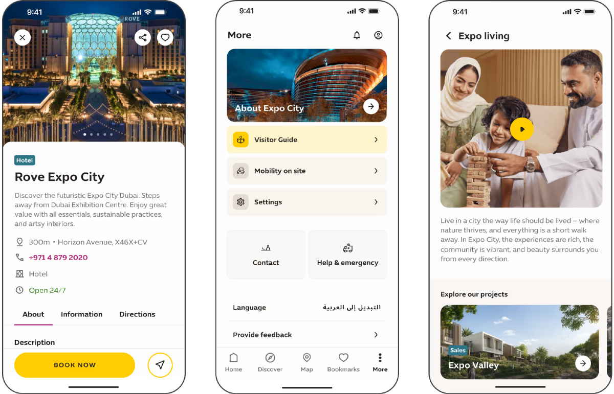 Event calendar in the Expo City Dubai app